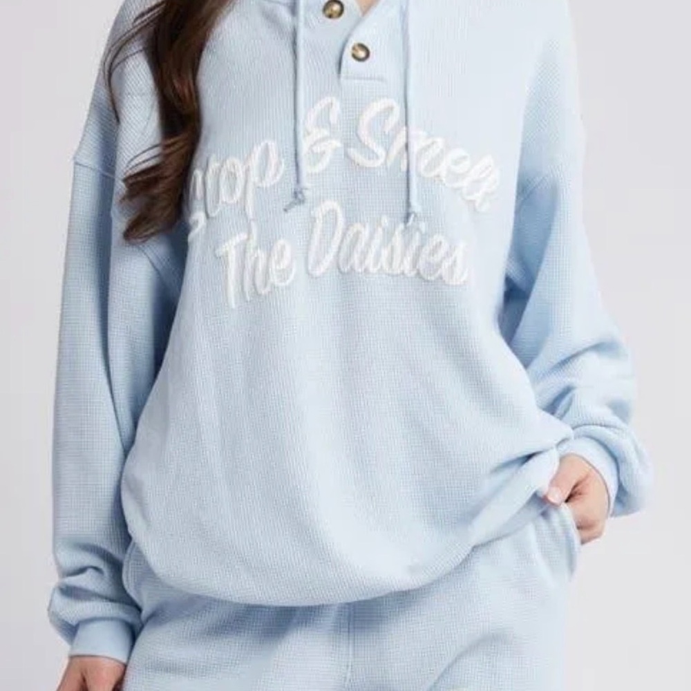 Nordstrom Light Blue Ribbed Collar Top
